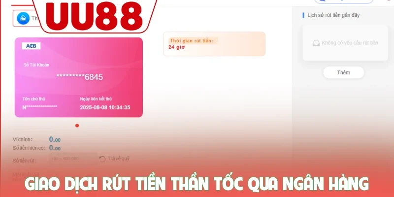 Giao dịch rút tiền thần tốc qua ngân hàng